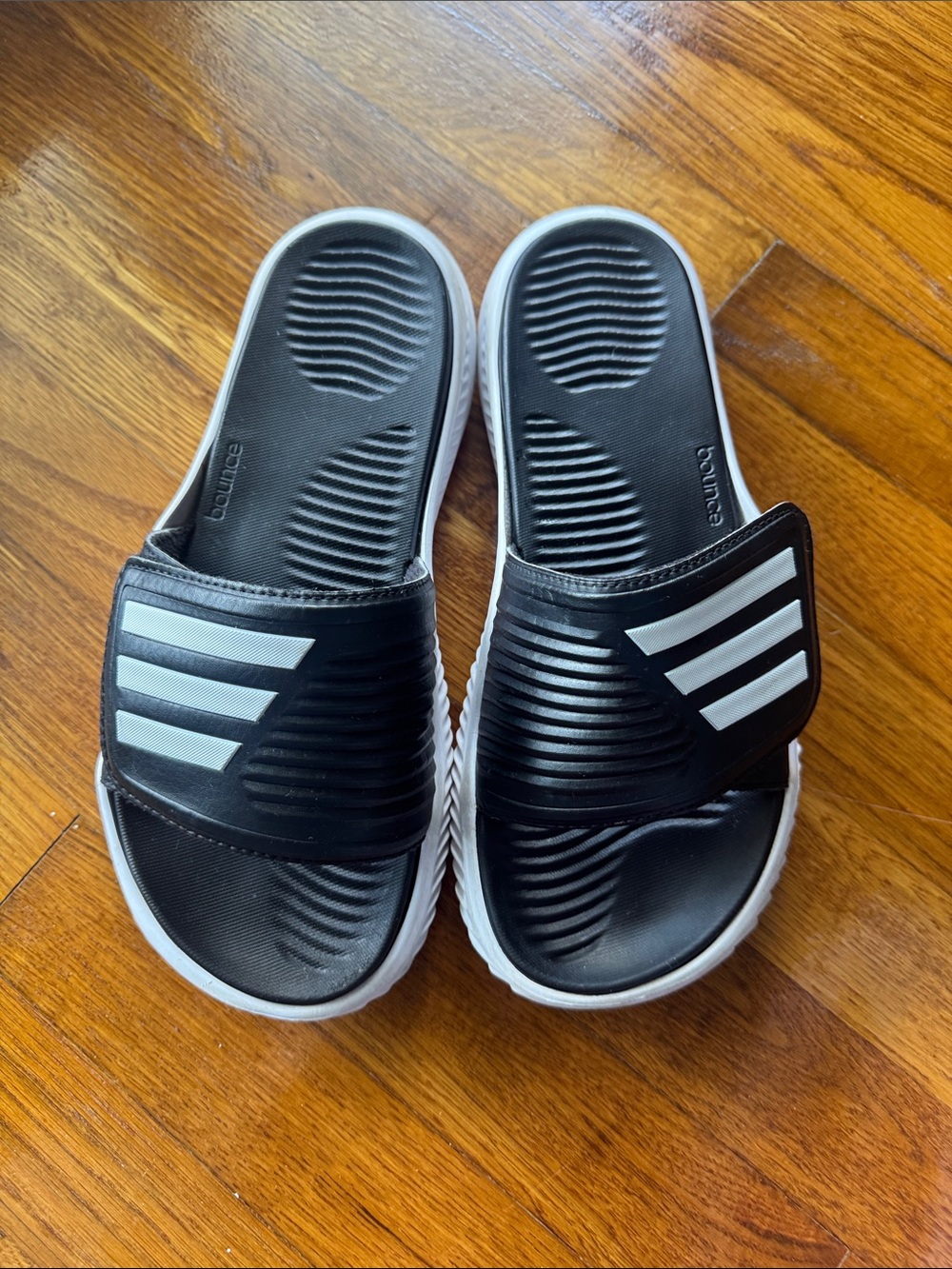 adidas Men’s Black and White Slide Sandals
